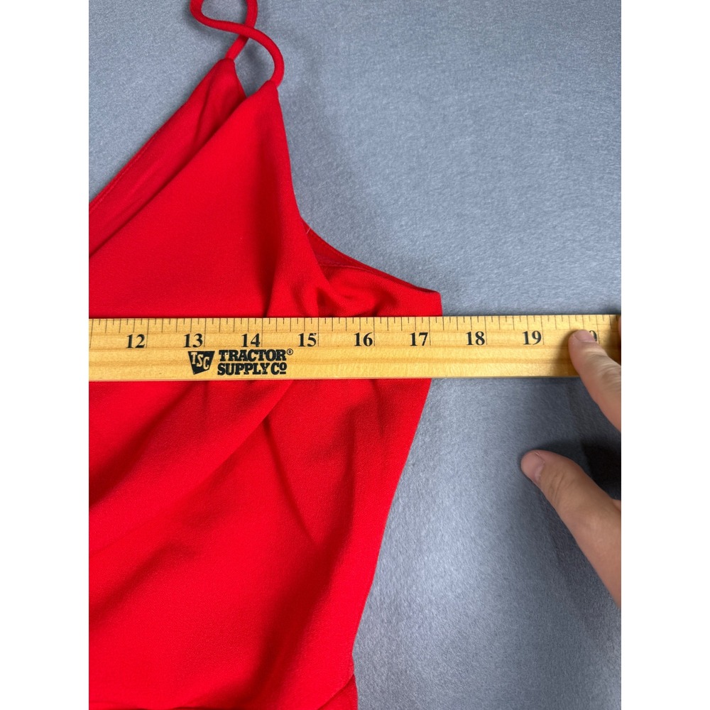 Betsey Johnson Red Wrap V-Neck Spaghetti Strap Midi Cocktail Dress Women 10 - Picture 4 of 7